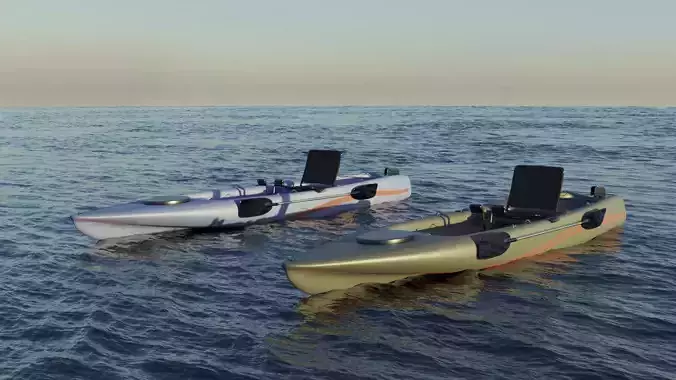 Kayak 3D model two kayaks floating in ocean 3D Model Collection