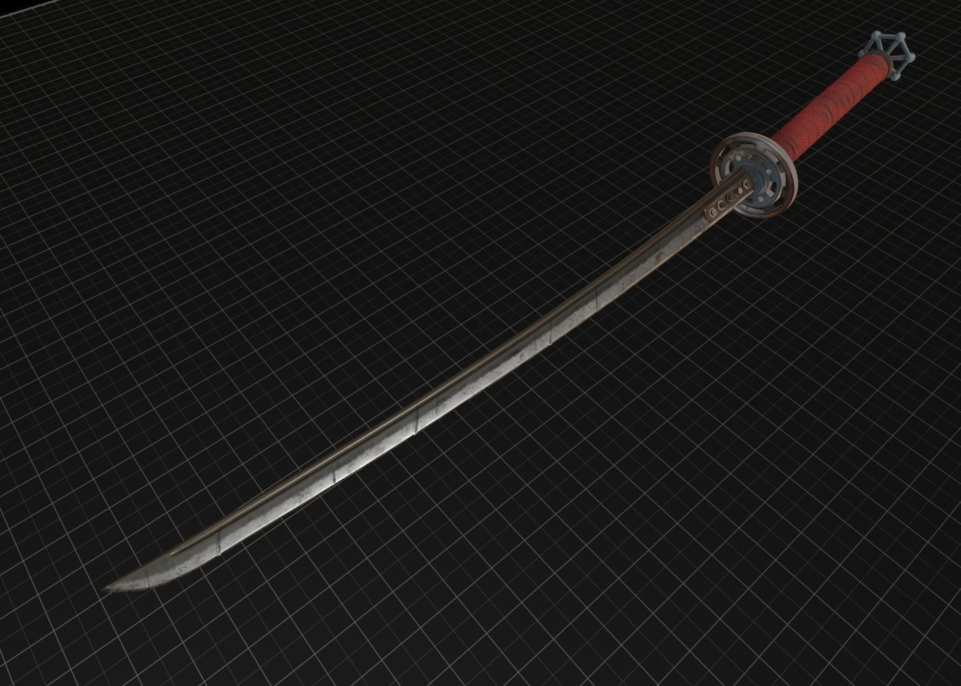 Katana two samurai swords Low-poly 3D model_1