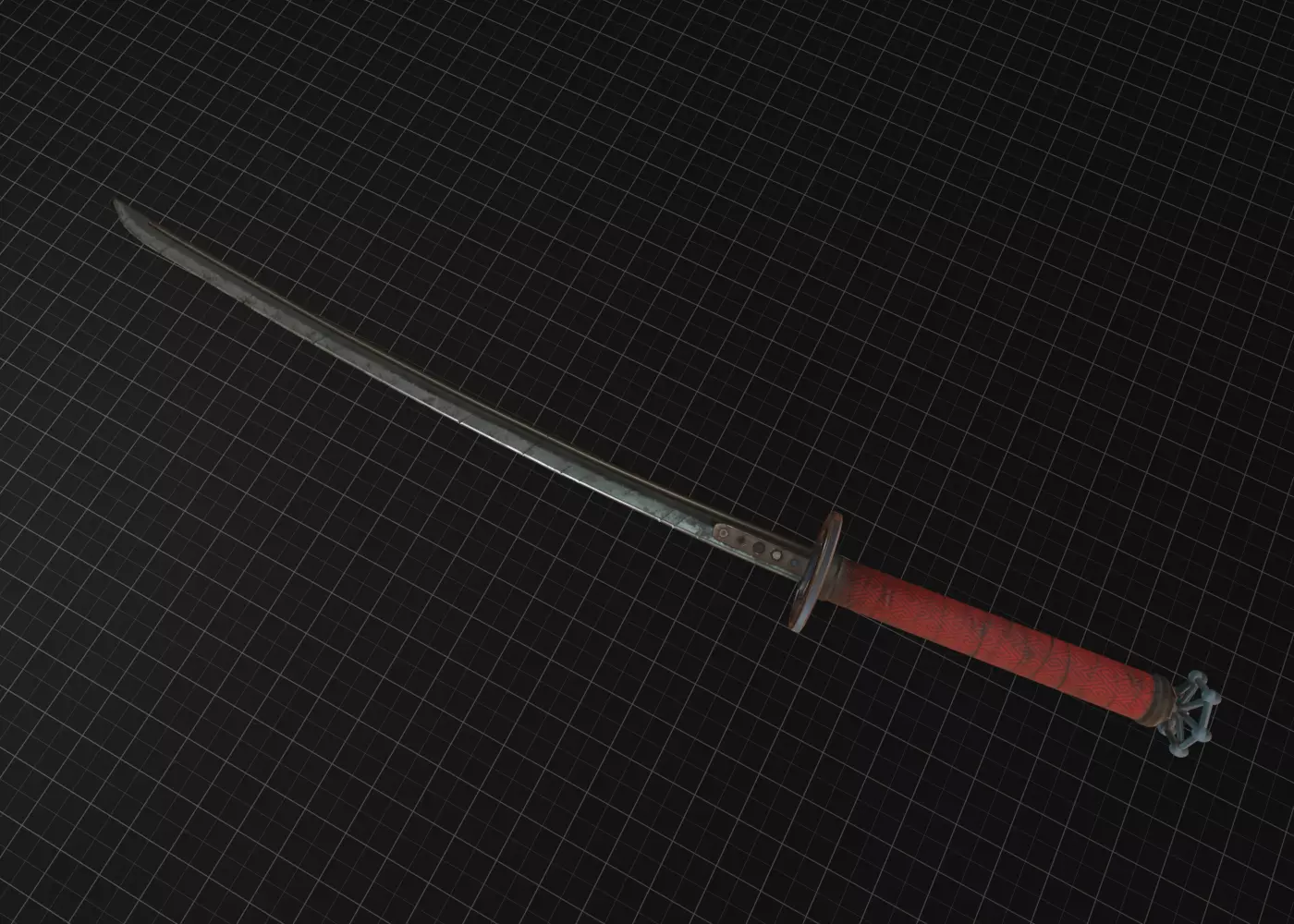 Katana two samurai swords Low-poly 3D model_0