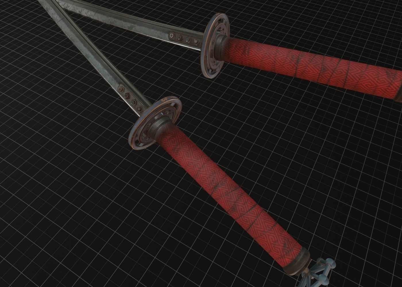 Katana two samurai swords Low-poly 3D model_3