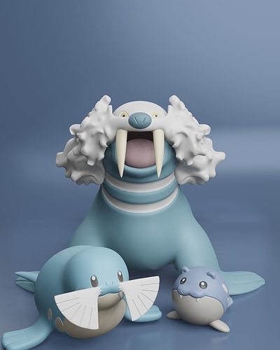 Pokemon - Spheal Sealeo and Walrein 3D print model