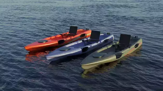 Kayak 3D model floating in ocean 3D Model Collection