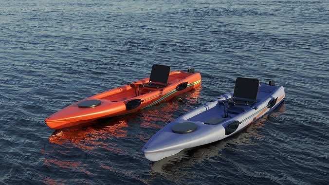 Kayak 3D model two kayaks floating in body of water 3D Model Collection