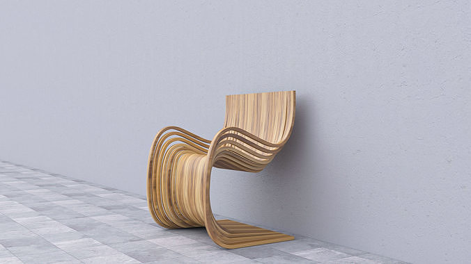 Wooden Chair with Parametric Design - Game Ready Low-poly 3D model 4