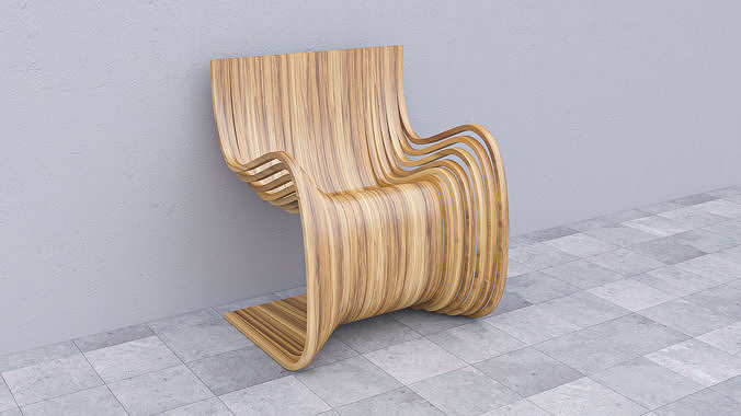 Wooden Chair with Parametric Design - Game Ready Low-poly 3D model 2