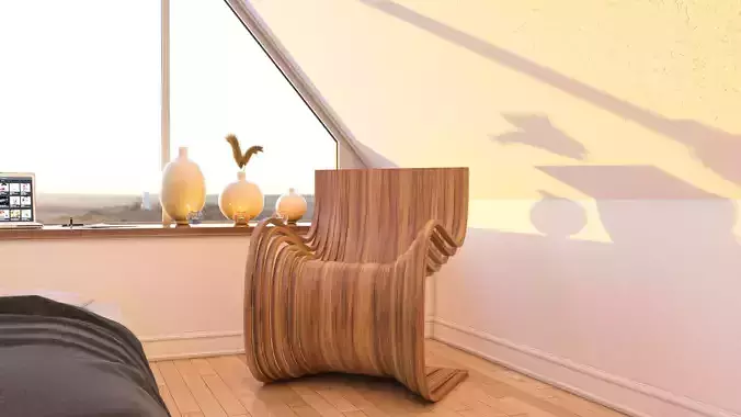 Wooden Chair with Parametric Design - Game Ready