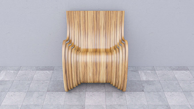 Wooden Chair with Parametric Design - Game Ready Low-poly 3D model 3