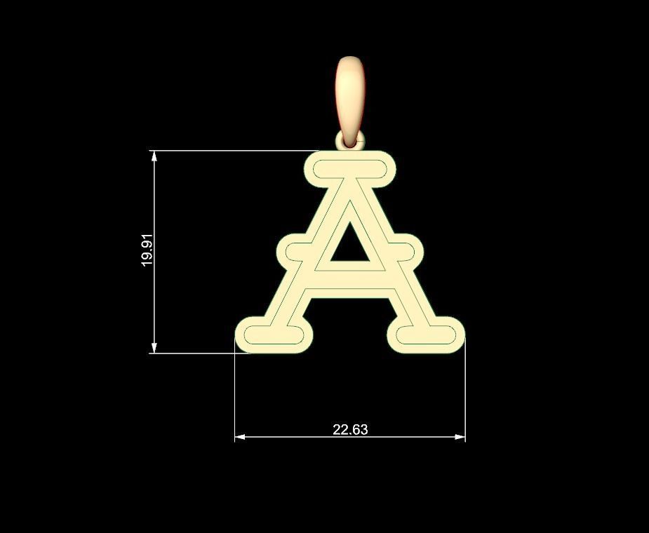 Initial Letters Pendant BatterUp A 3D print model_4