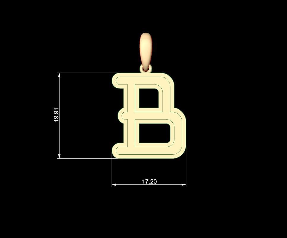 Initial Letters Pendant BatterUp B 3D print model_4