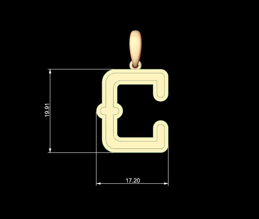 Initial Letters Pendant BatterUp C 3D print model_4