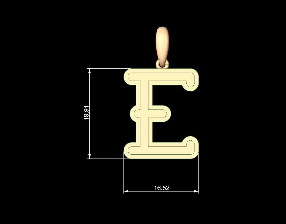 Initial Letters Pendant BatterUp E 3D print model_4