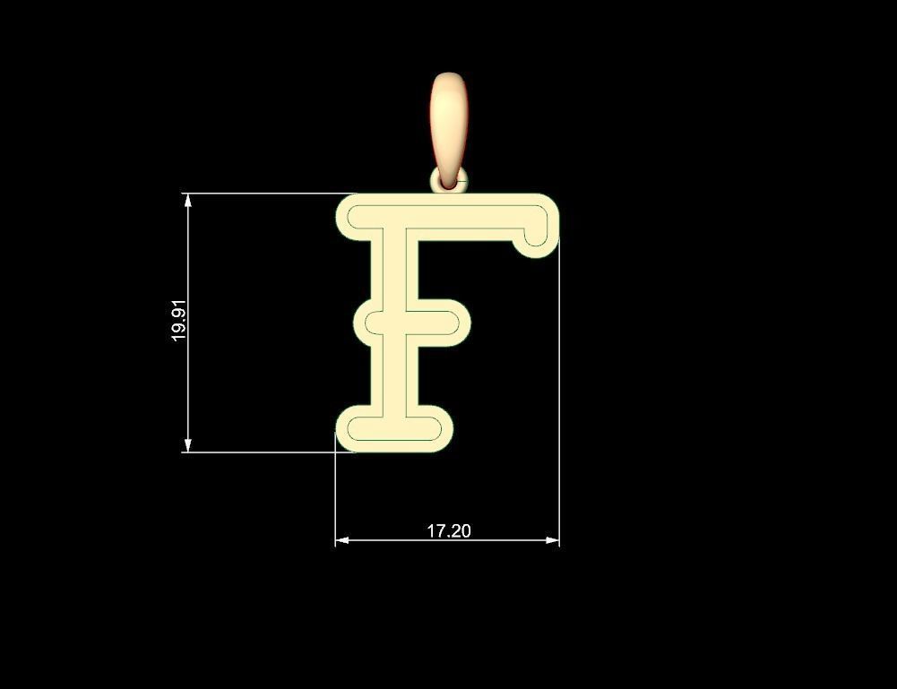 Initial Letters Pendant BatterUp F 3D print model_4