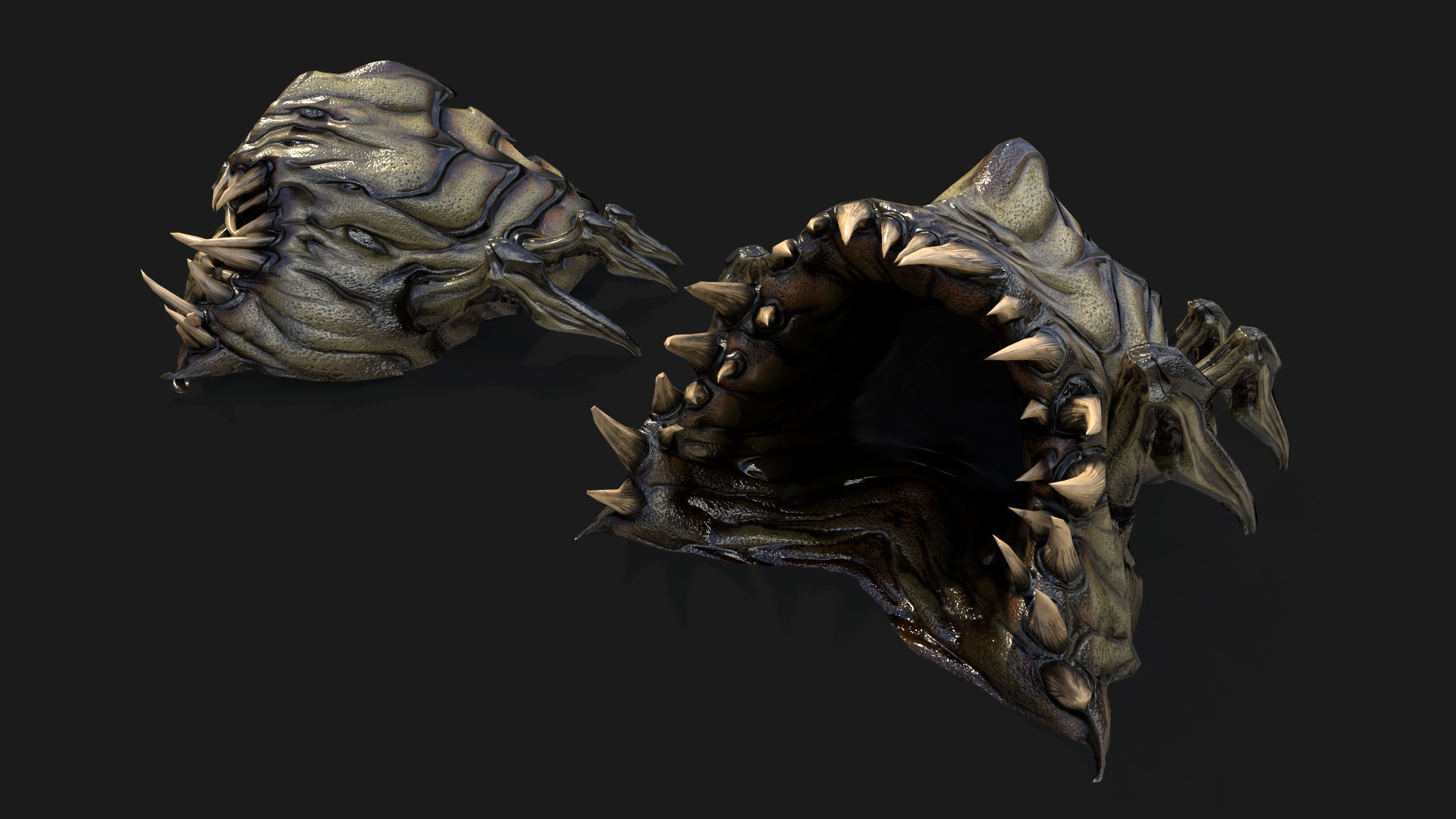 Static Mounth Monster Low-poly 3D model_3