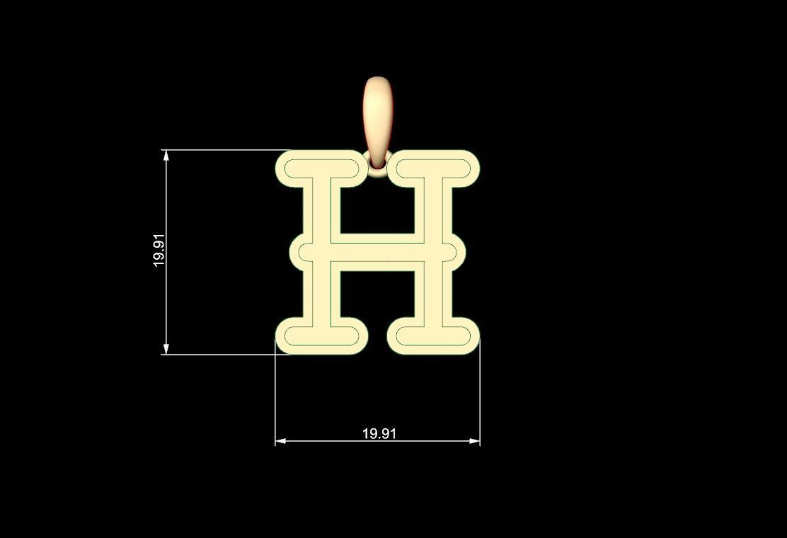 Initial Letters Pendant BatterUp H 3D print model_4