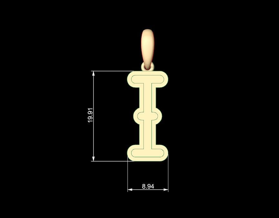 Initial Letters Pendant BatterUp I 3D print model_4