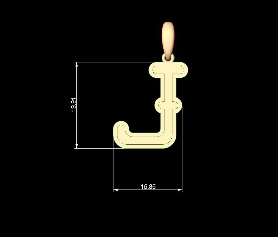 Initial Letters Pendant BatterUp J 3D print model_4