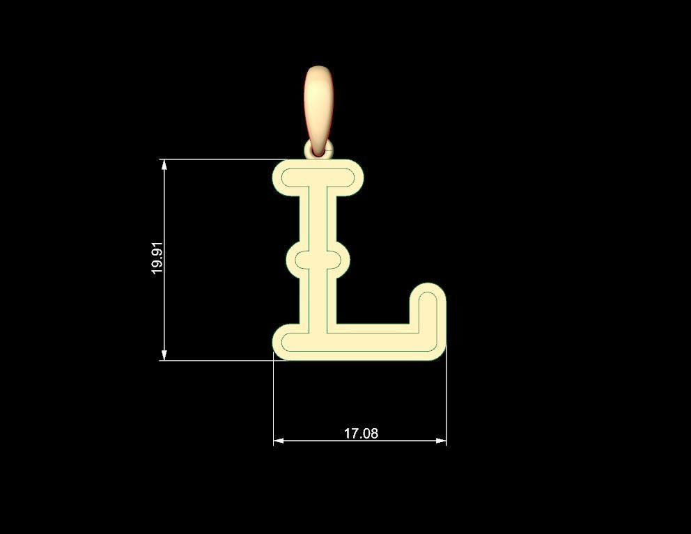 Initial Letters Pendant BatterUp L 3D print model_4