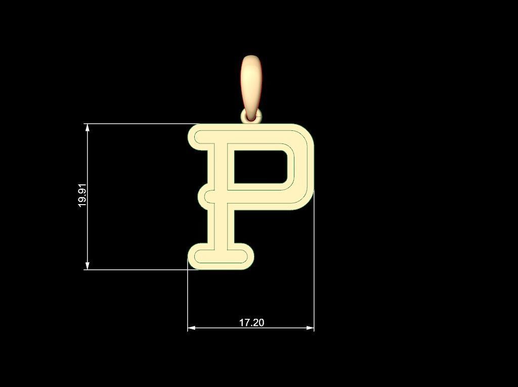 Initial Letters Pendant BatterUp P 3D print model_4