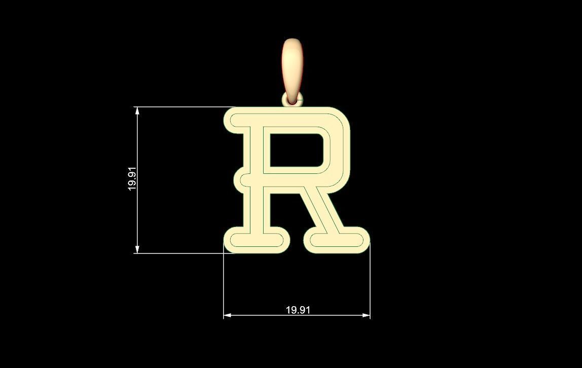 Initial Letters Pendant BatterUp R 3D print model_4