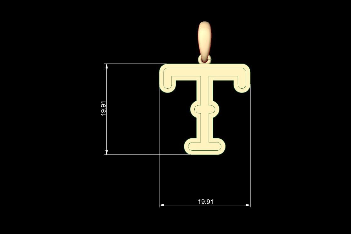 Initial Letters Pendant BatterUp T 3D print model_4