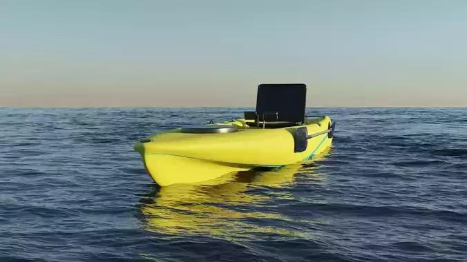 Kayak 3D model with laptop Low-poly 3D model