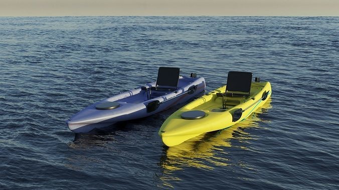 Kayak 3D model two kayaks floating in ocean 3D Model Collection
