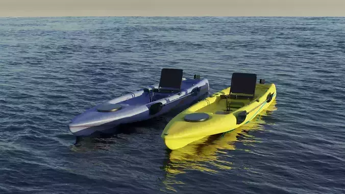 Kayak 3D model two kayaks floating in ocean 3D Model Collection