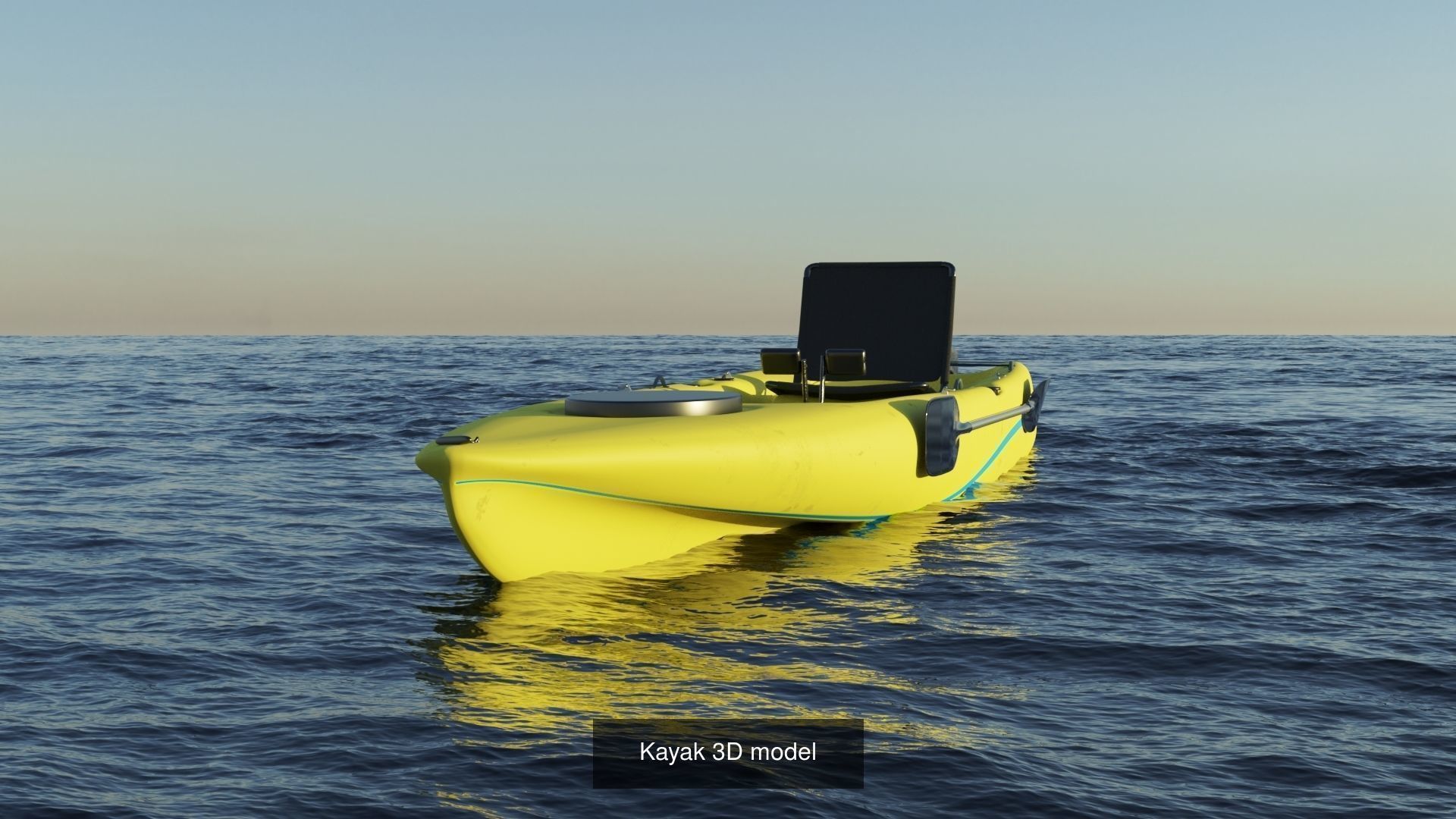Kayak 3D model two kayaks floating in ocean 3D Model Collection_2