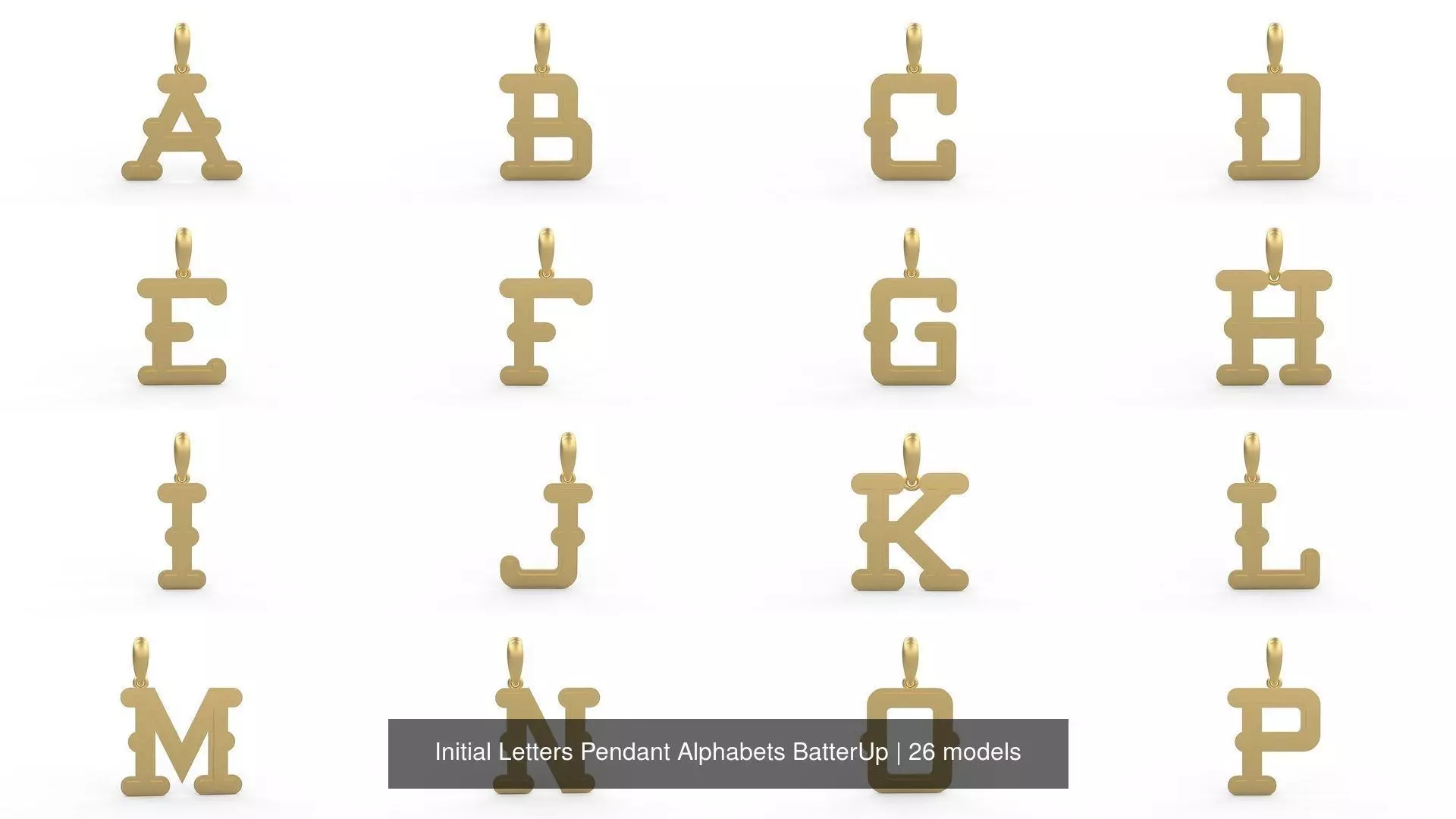 Initial Letters Pendant Alphabets BatterUp 3D Model Collection_0