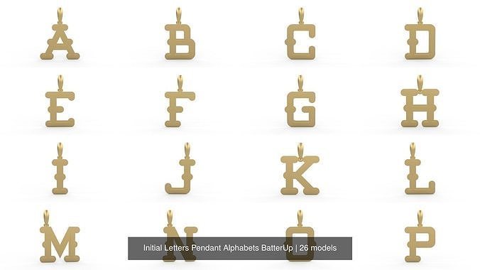 Initial Letters Pendant Alphabets BatterUp 3D Model Collection
