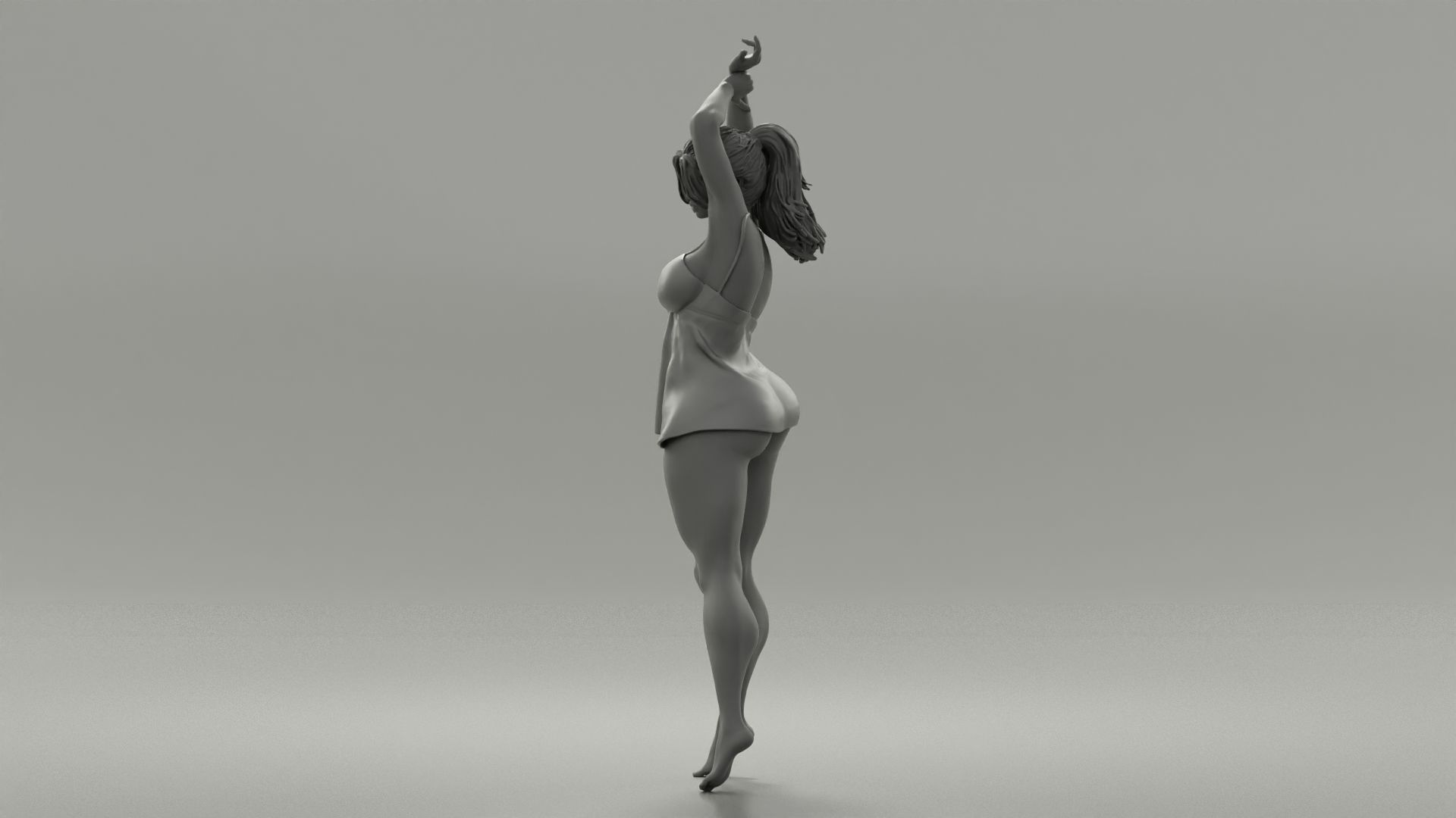 Brunette Woman Posing In Sensual Nightgown 3D print model_9