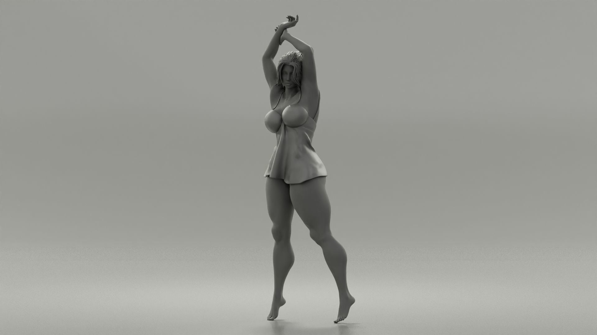 Brunette Woman Posing In Sensual Nightgown 3D print model_11