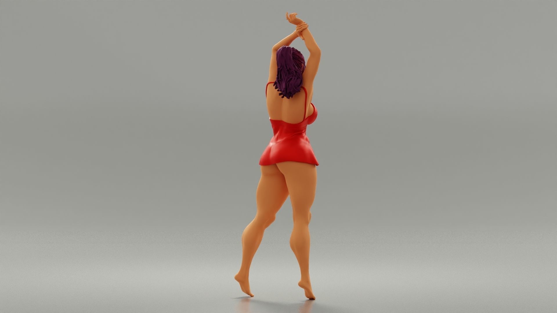 Brunette Woman Posing In Sensual Nightgown 3D print model_4