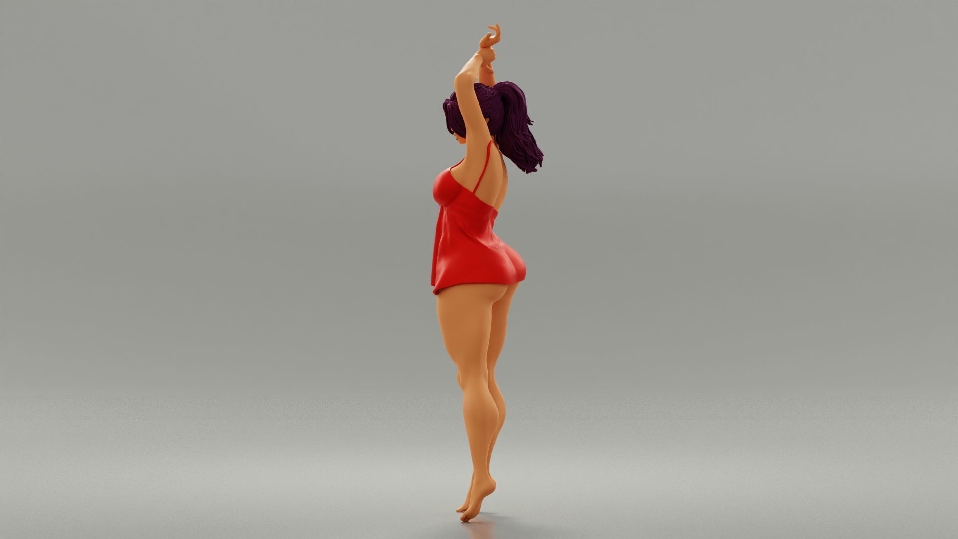 Brunette Woman Posing In Sensual Nightgown 3D print model_8