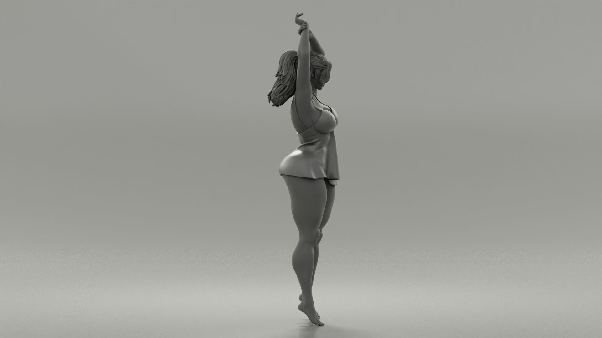 Brunette Woman Posing In Sensual Nightgown 3D print model_3