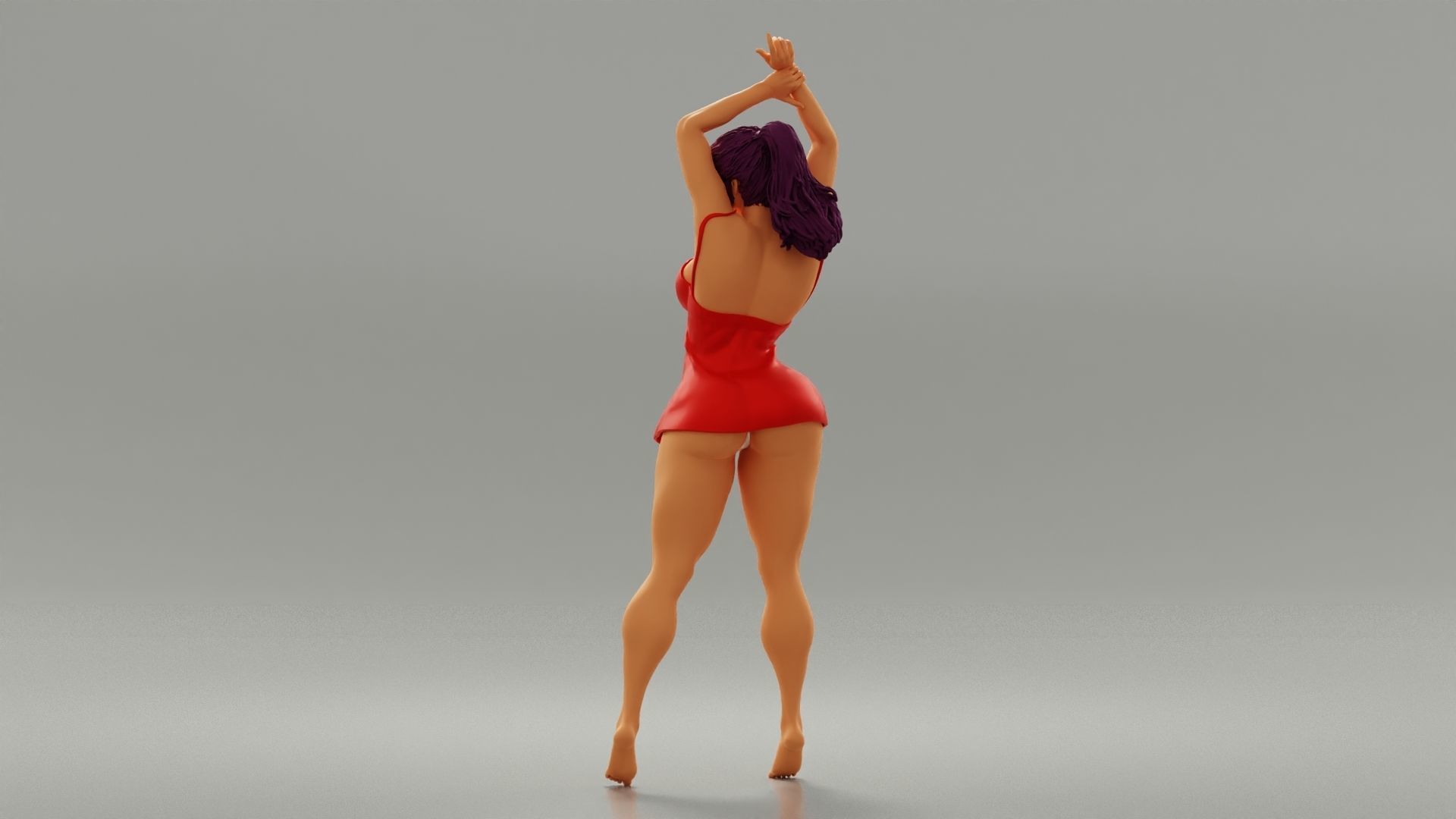 Brunette Woman Posing In Sensual Nightgown 3D print model_6