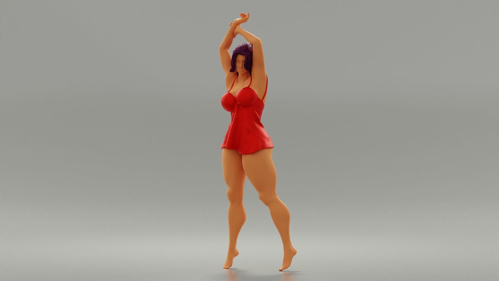 Brunette Woman Posing In Sensual Nightgown 3D print model_10