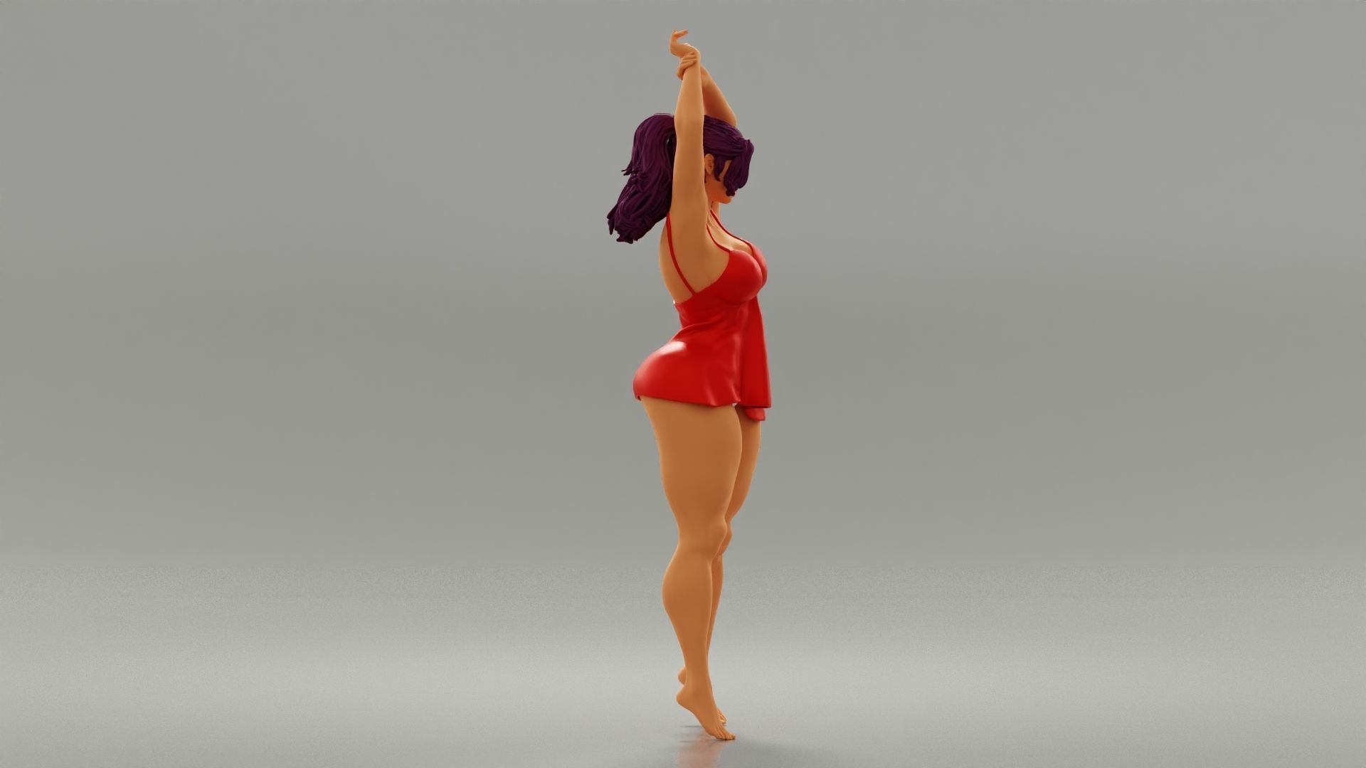 Brunette Woman Posing In Sensual Nightgown 3D print model_2