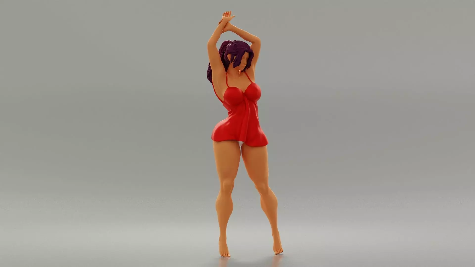 Brunette Woman Posing In Sensual Nightgown 3D print model_0