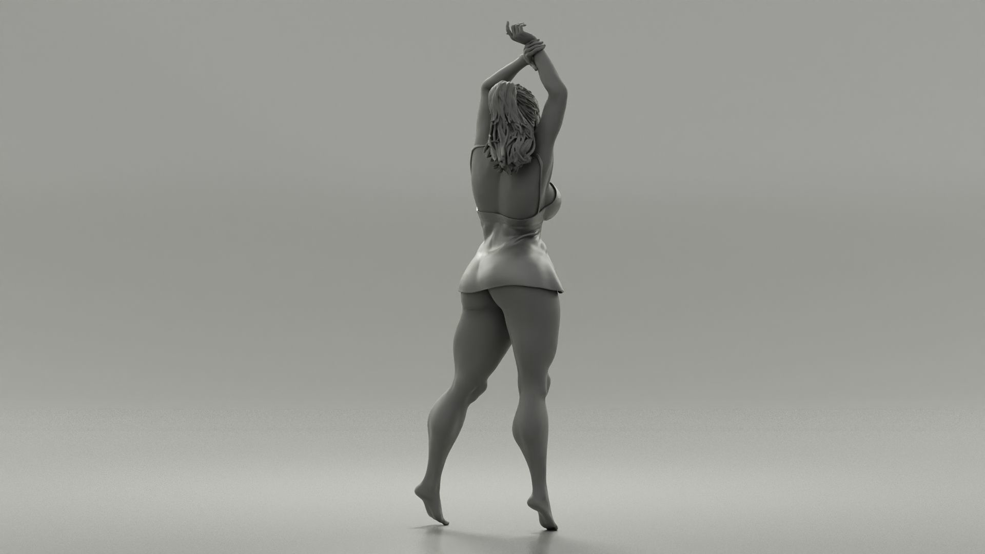 Brunette Woman Posing In Sensual Nightgown 3D print model_5