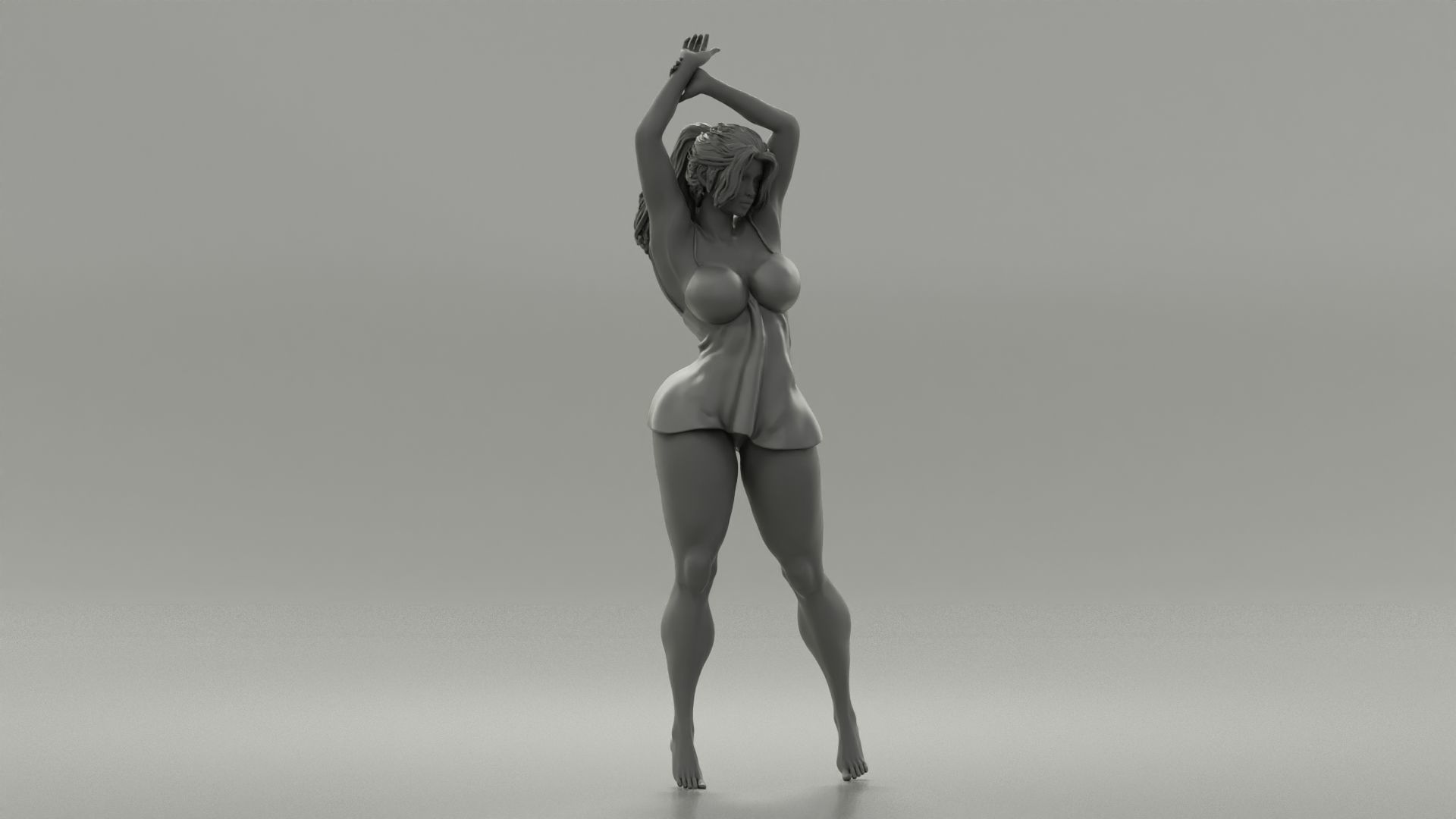 Brunette Woman Posing In Sensual Nightgown 3D print model_1