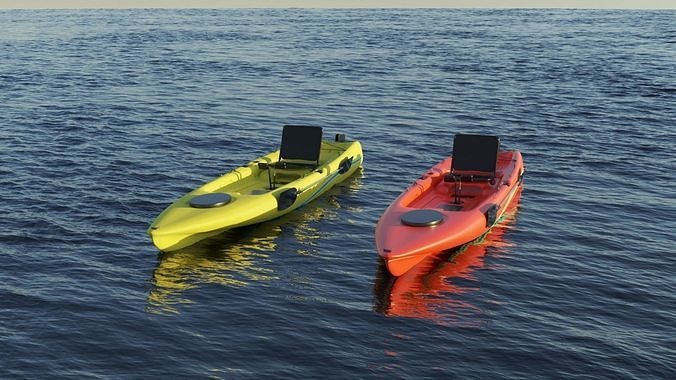 Kayak 3D model floating in ocean 3D Model Collection