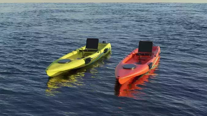 Kayak 3D model floating in ocean 3D Model Collection