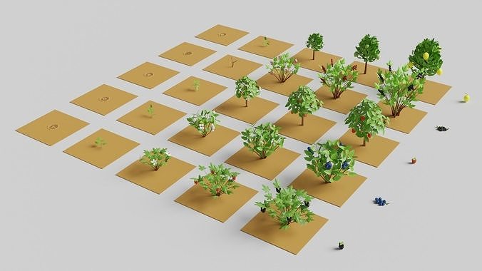 Fruit Farm Pack Low-poly 3D model 4
