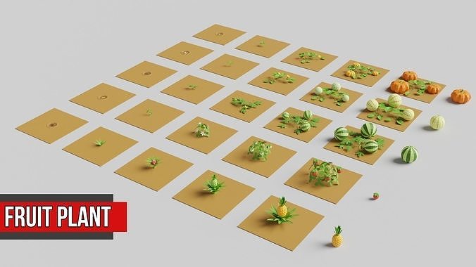 Fruit Farm Pack Low-poly 3D model 2
