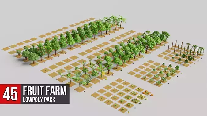 Fruit Farm Pack Low-poly 3D model