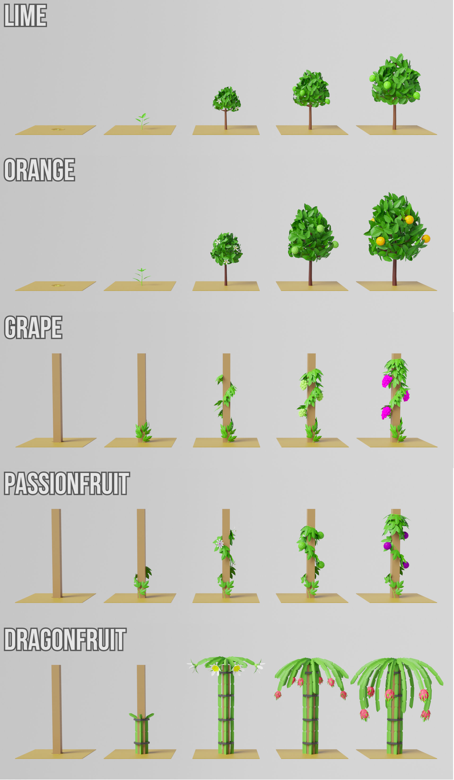 Fruit Farm Pack Low-poly 3D model_9