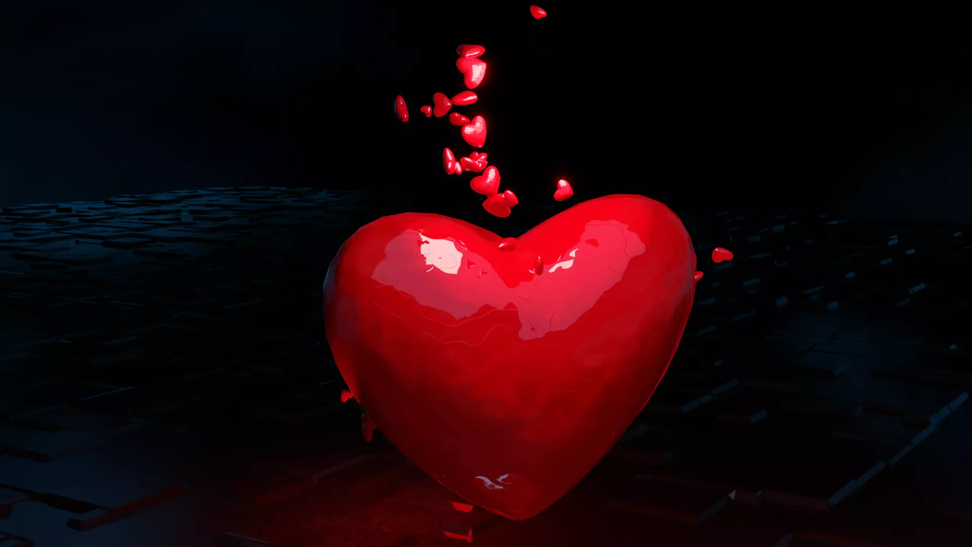 animated glowing heart Low-poly 3D model