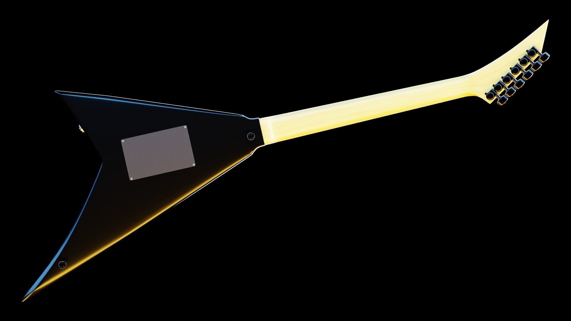 V Style Electric Guitar 3D model_4