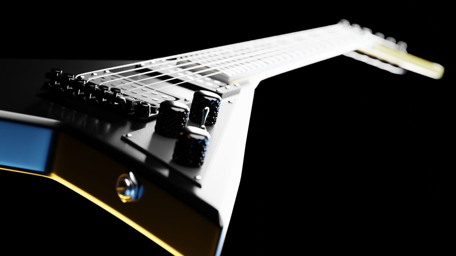 V Style Electric Guitar 3D model_3